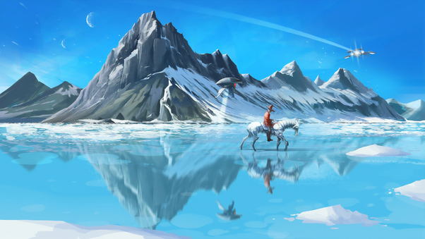 Frozen Lake Horse Ride Wallpaper