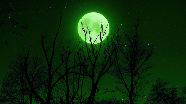 Full Moon Green 5k Wallpaper
