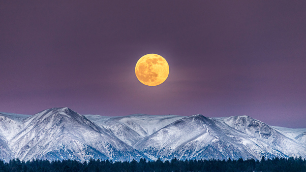 Full Moon Over White Mountain Peak 4k Wallpaper