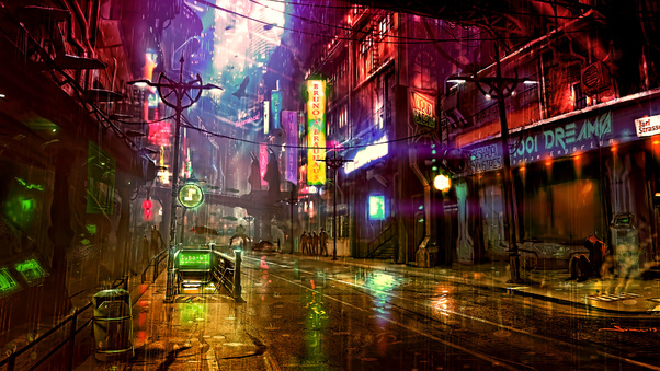 Futuristic City Cyberpunk Neon Street Digital Art 4k Wallpaper