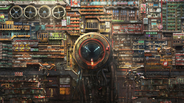 Futuristic Cyberpunk Digital Art Wallpaper