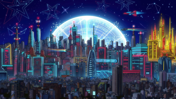 Futuristic Metropolis At Night (3000x2000) Resolution Wallpaper