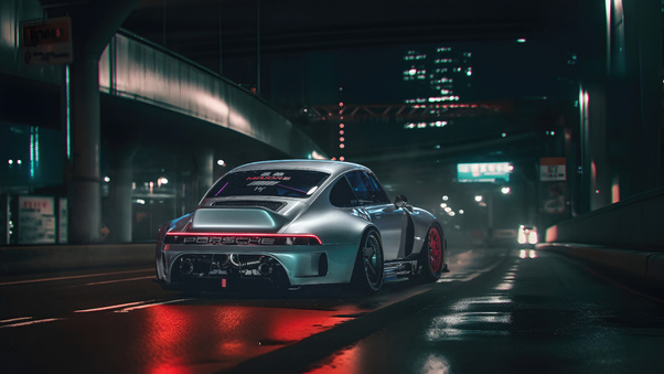 Futuristic Vibes Cyberpunk Porsche 4k Wallpaper