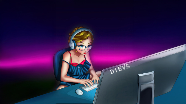 Gaming Girl With Headphones (1920x1200) Resolution Wallpaper