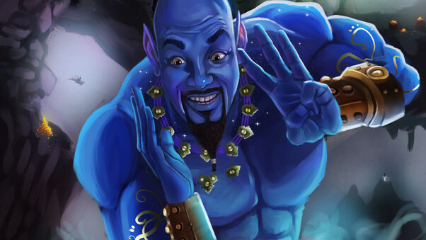 Genie In Aladdin Artwork Wallpaper