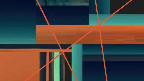 Geometric Abstract With Teal Orange Blocks And Red Lines (1920x1080) Resolution Wallpaper