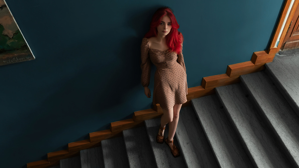 George Poison Red Head Stairs Wallpaper