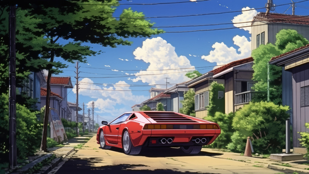 Ghibli Style Lamborghini Countach Wallpaper