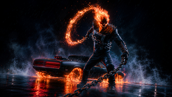 Ghost Rider Midnight Ride To Hell (1336x768) Resolution Wallpaper