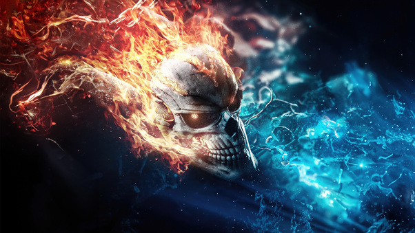 Ghost Rider Skull Burning 5k Wallpaper