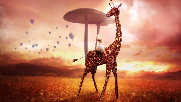 Giraffe Dream Fantasy Wallpaper