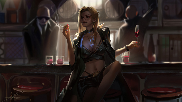 Girl In Bar Smoking, HD Artist, 4k Wallpapers, Images, Backgrounds