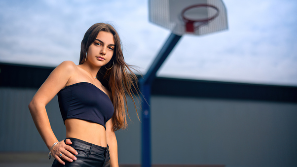 Girl In Basketball Court 4k Wallpaper