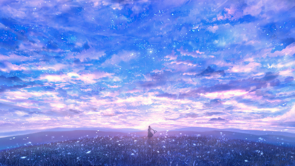 Girl In Lavender Field Alone Clouds 4k Wallpaper