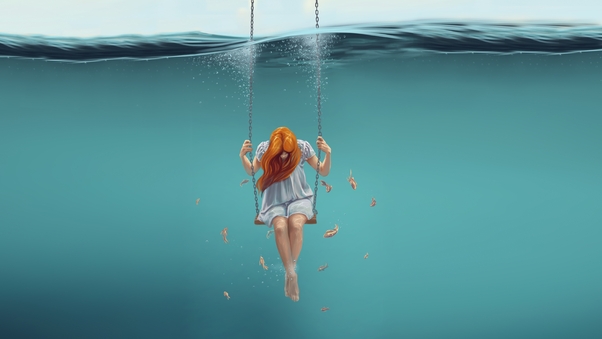 Girl On Swing Underwater Wallpaper