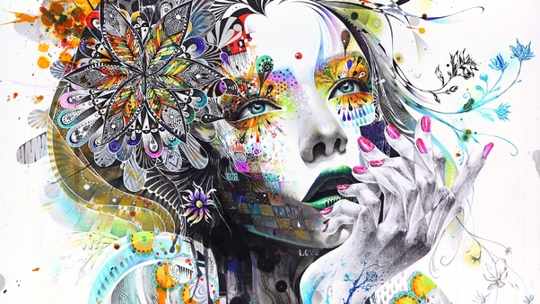 Girl Painting Abstract Art Wallpaper