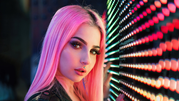 Girl Pink Hair Lip Pierced 4k Wallpaper