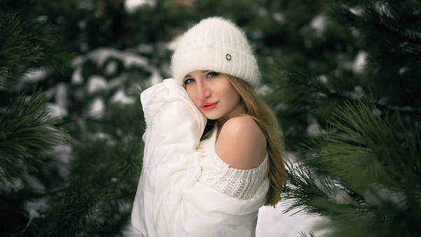 Girl Snow Winter White Clothing 4k Wallpaper