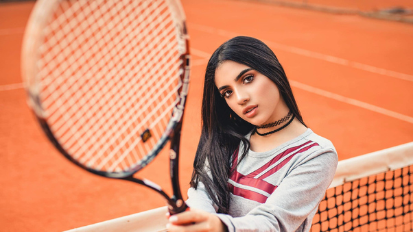 Girl Tennis Court Wallpaper