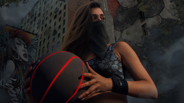 Girl With Basketball In Hand Wallpaper