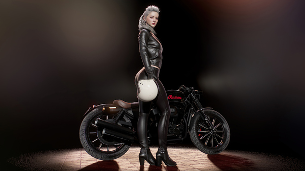 Girl With Harley Davidson Wallpaper