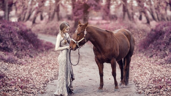 Girl With Horse Wallpaper