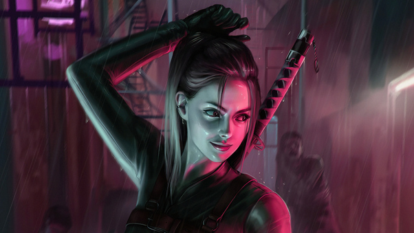 Girl With Swords In Back Fantasy 4k Wallpaper