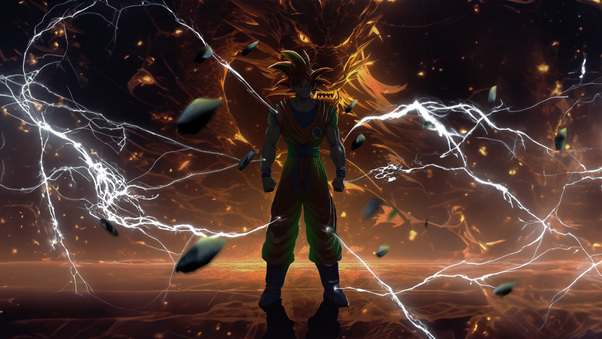 Goku Electric Fury Lightning Strikes Wallpaper