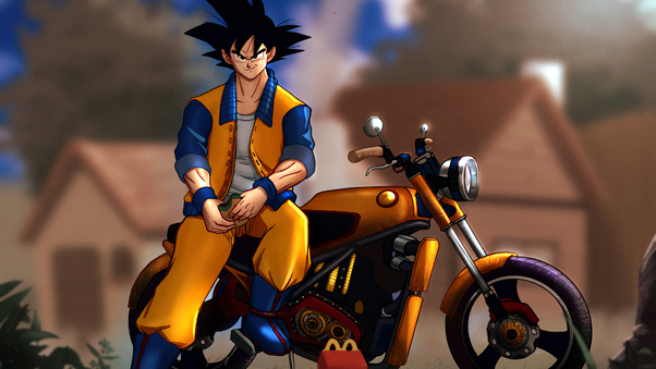 Goku Sitting On Bike Wallpaper