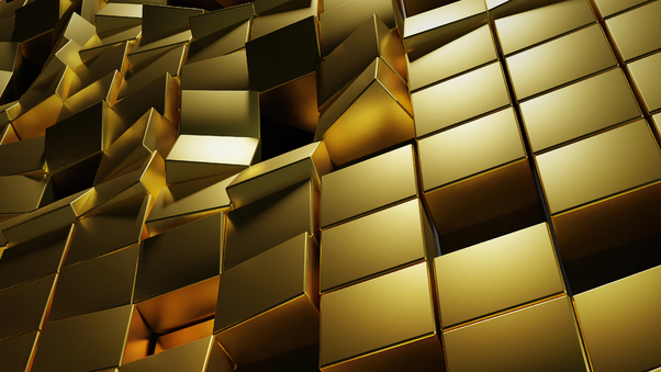 Gold 3d Cubes 4k Wallpaper