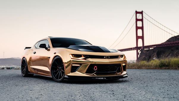 Gold Camaro Chrome 4k Wallpaper