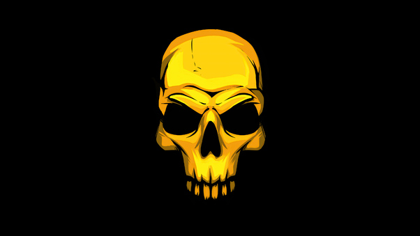 Gold Skull Dark Background 4k Wallpaper