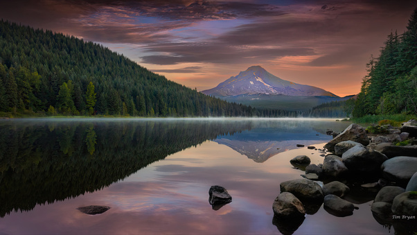 Golden Dawn Breaking Over Mount Hood Wallpaper