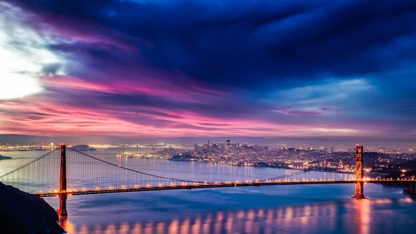 Golden Gate Bridge Sunset Night Time 4k Hd Wallpaper