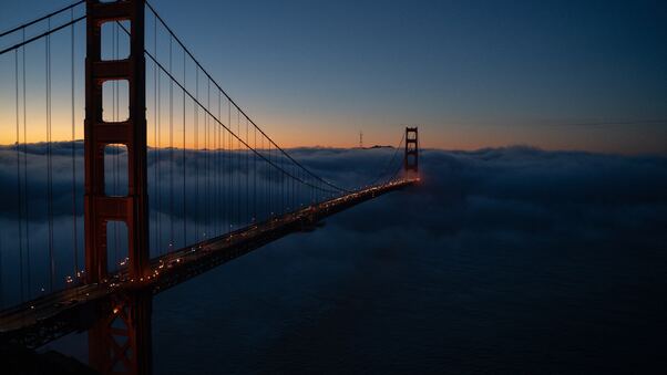 Golden Gate Covered In Fog 8k Wallpaper