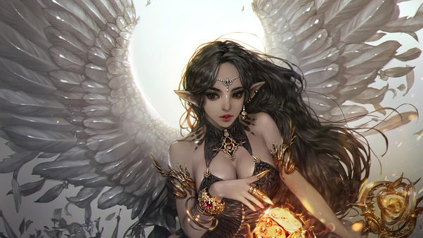 Gorgeous Elf With Wings Wallpaper