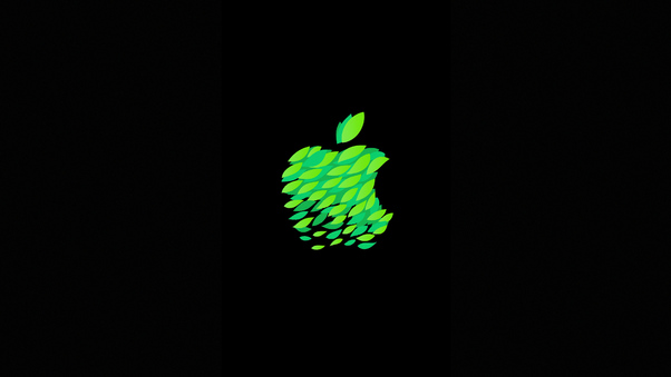 Green Black Apple Logo 4k Wallpaper