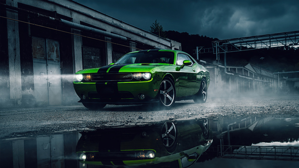 Green Dodge Challenger 4k Wallpaper