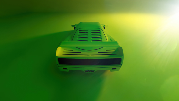 Green Ferrari F40 Rear Wallpaper
