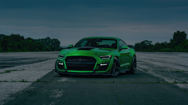 Green Ford Mustang Front Wallpaper