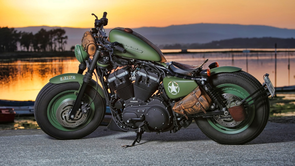 Green Harley Davidson 4k Wallpaper