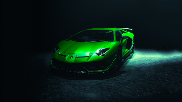 Green Lamborghini Aventardor SVJ 4k Wallpaper