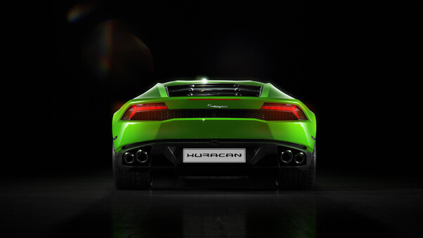 Green Lamborghini Huracan Rear Wallpaper