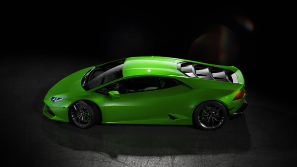 Green Lamborghini Huracan Side View Wallpaper