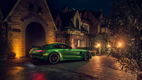 Green Mercedes AMG GT R Rear 4k Wallpaper