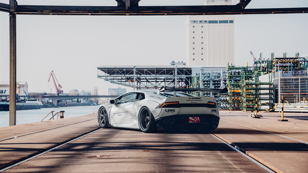 Grey Lamborghini Car Rear Wallpaper