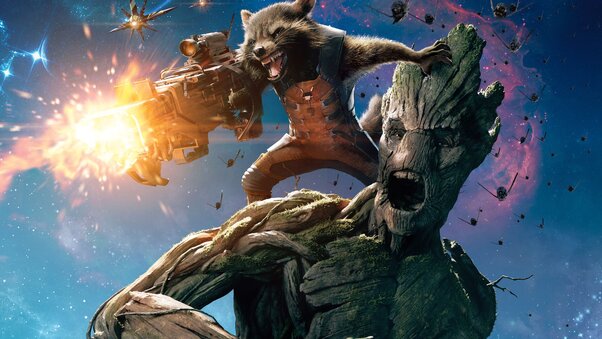 Groot And Rocket Raccoon Guardians Of The Galaxy Wallpaper