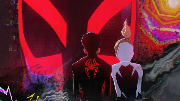 Gwen And Miles In Spider Man Across The Spider Verse Wallpaper