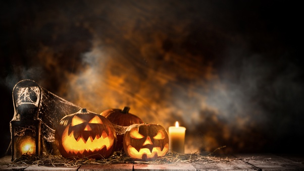 Halloween Candle And Pumpkins Wallpaper