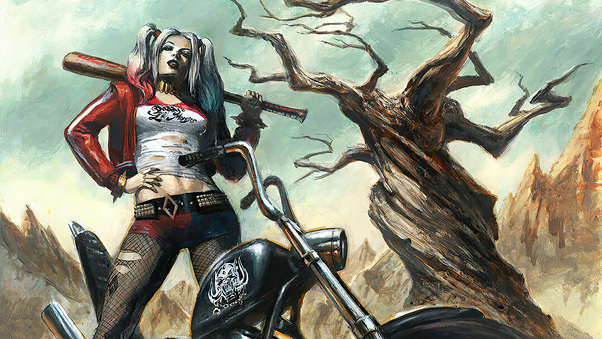 Harley Quinn Bike 4k Wallpaper